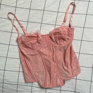 Dealmore Pink Lace Bustier Corset Top - Spaghetti Straps | Sz: M